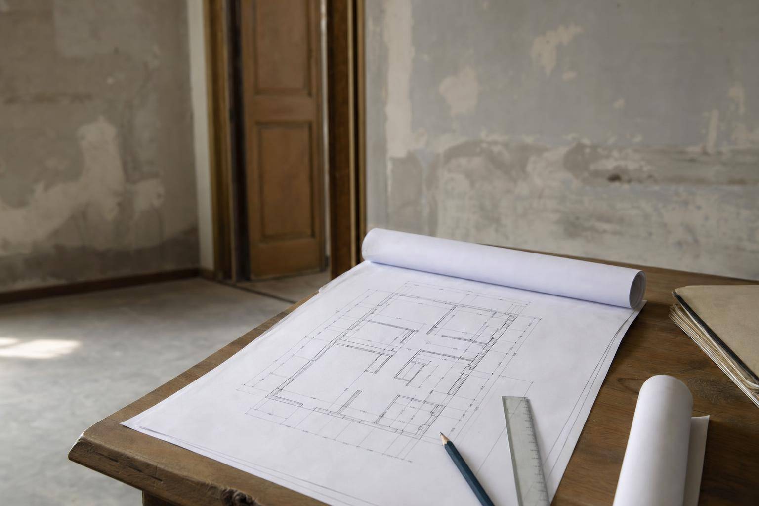 Plano municipal de una casa de La Plata sobre la mesa antes de pedir el permiso de obra